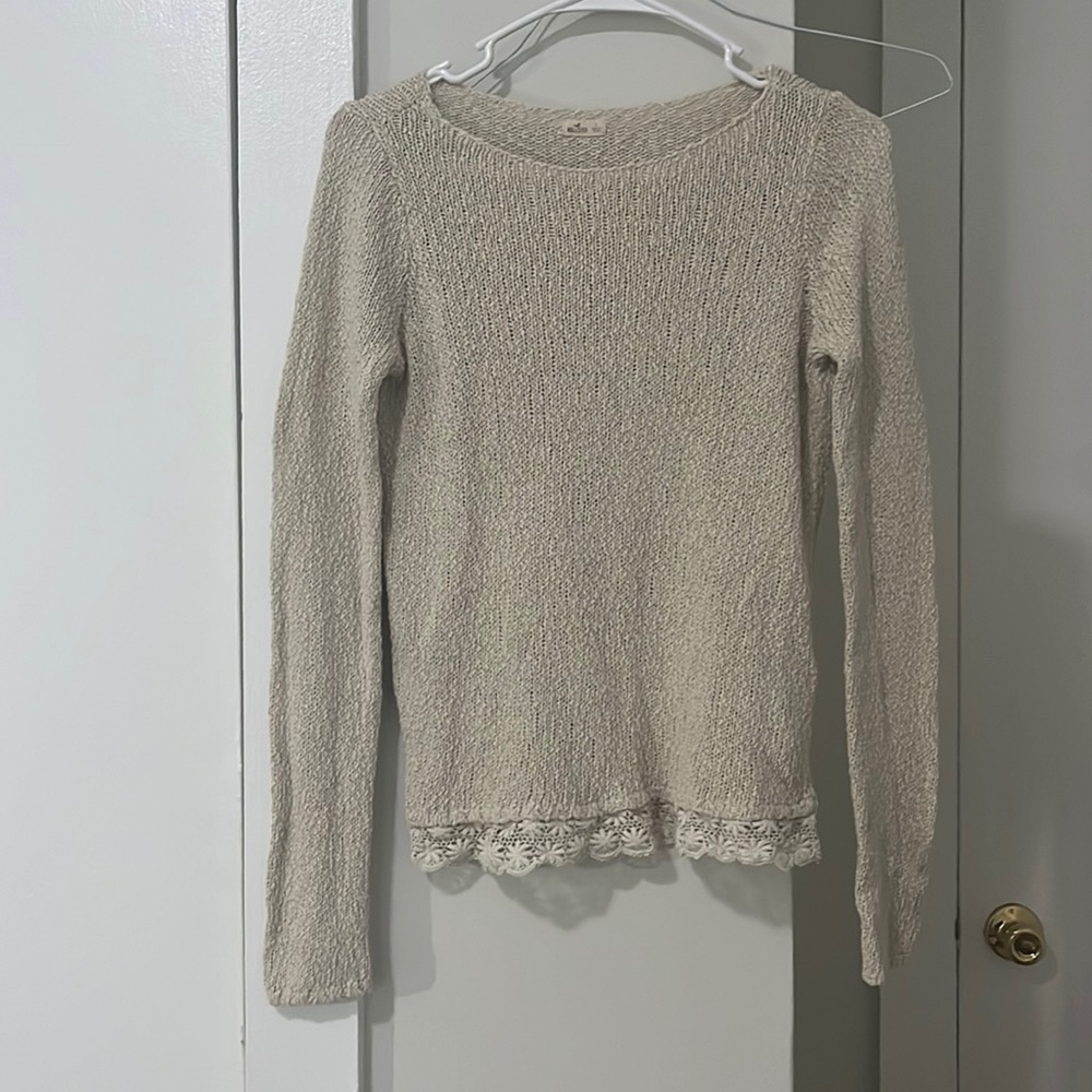 Off White Sweater with Floral Design